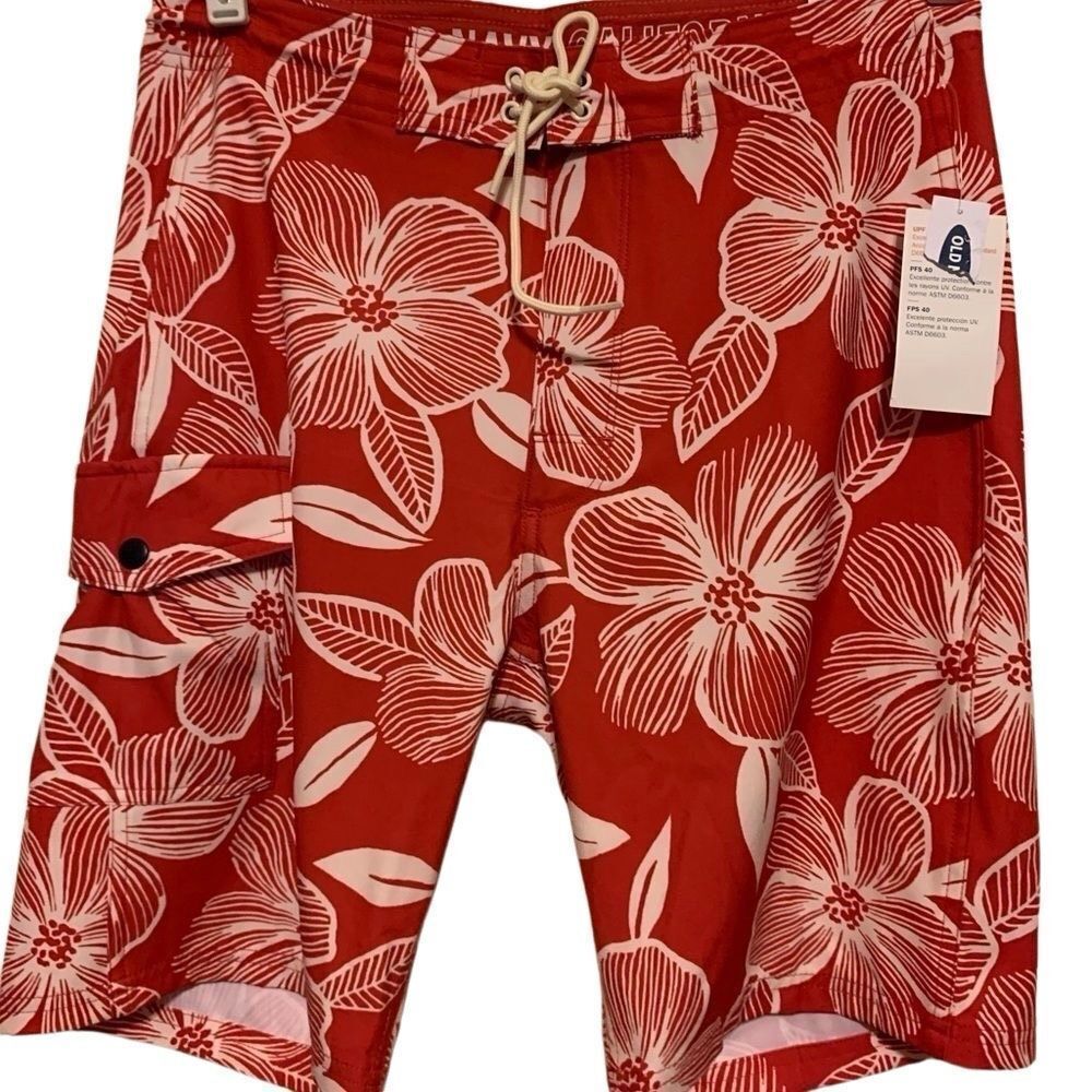 Old Navy Size 30 Red Floral Board Shorts NWT